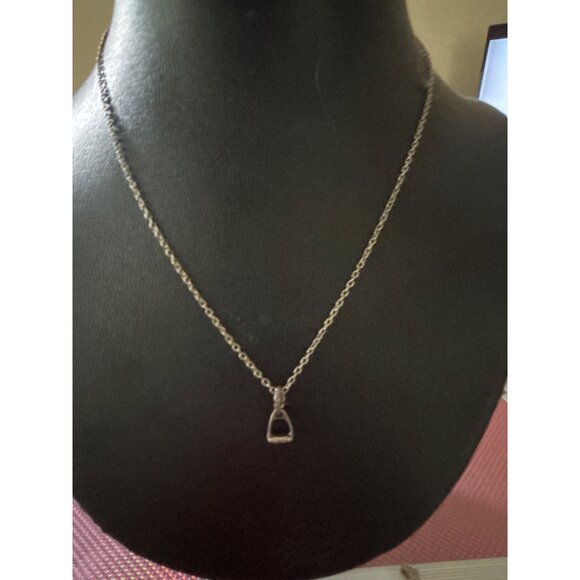 Equestrian Stirrup Necklace & Earrings Set Silver Tone Horse Riding Pierced - Picture 2 of 16